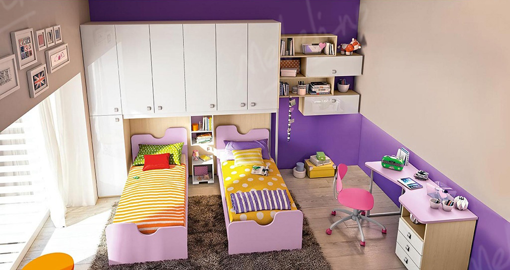 Изящная детская мебель для спальни 2-х школьниц Md161