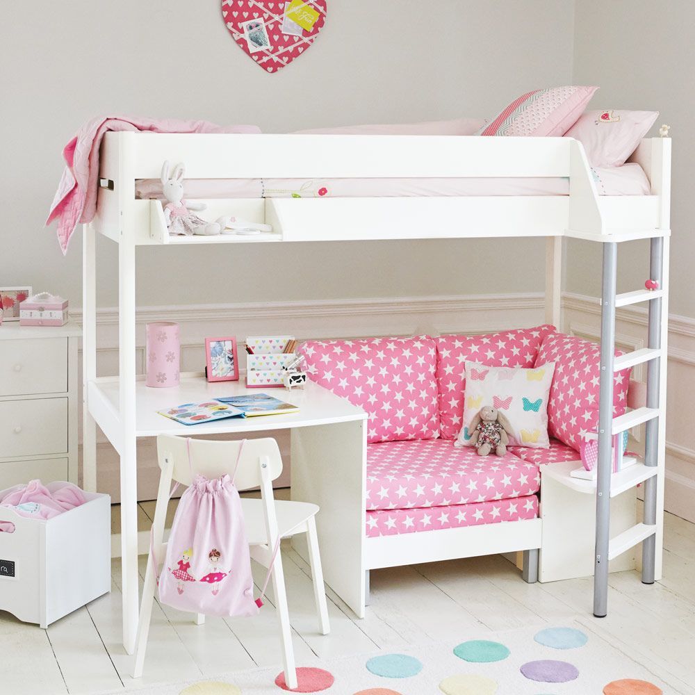 Белая мебель для маленькой девочки с кроватью «чердак» Md297