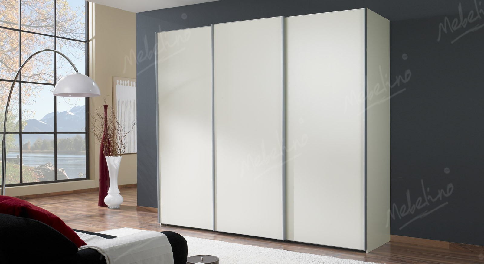 Белый распашной шкаф в стиле минимализм для гостиной, PC645