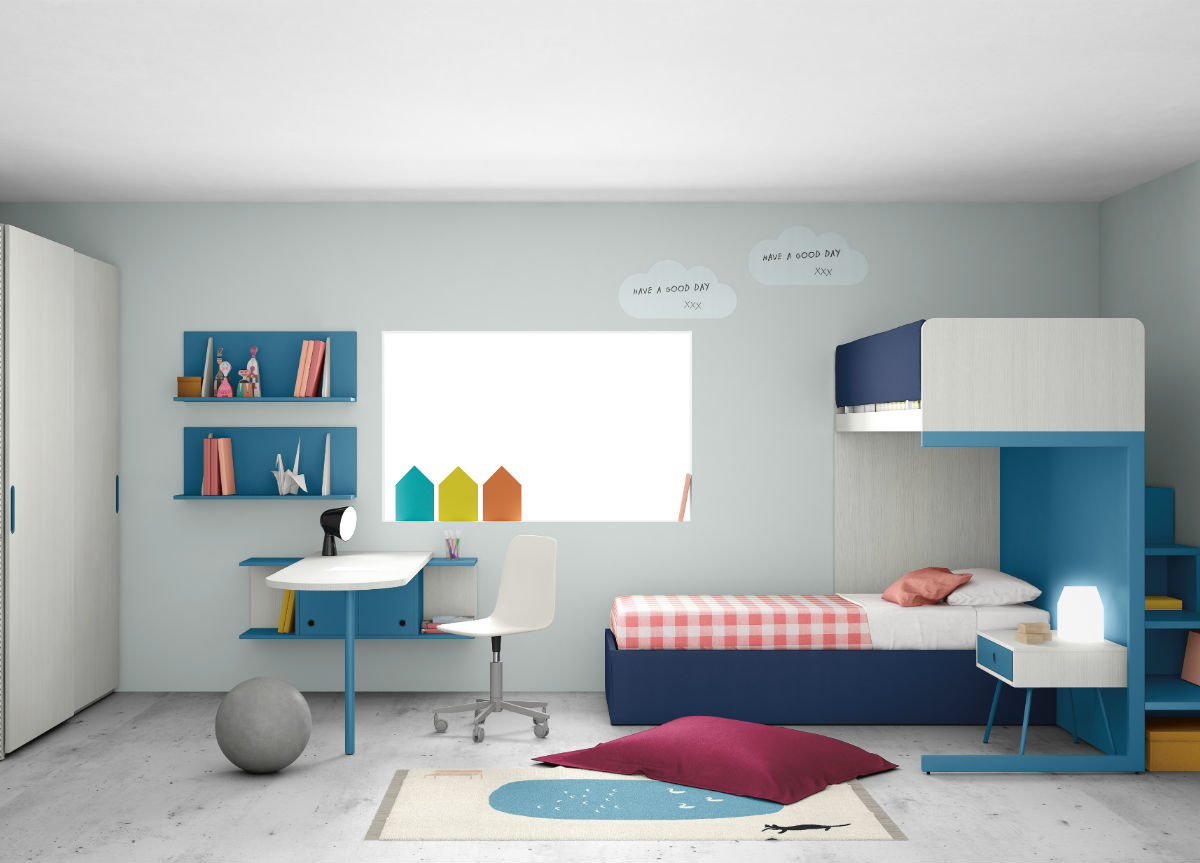 Детская комната с двухярусной кроватью, глянец, Md312
