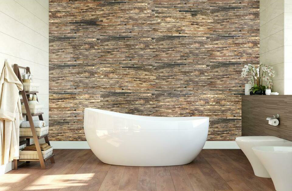 Стеновая панель из натурального дерева для ванной комнаты ST75
