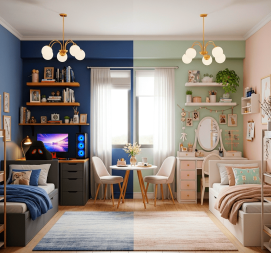 Комната двух разнополых подростков: 2 мира в одном пространстве