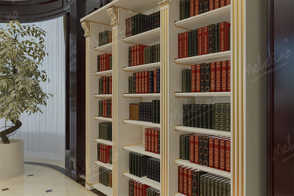 Изысканная библиотека из шпона с золотым патинированием BK65