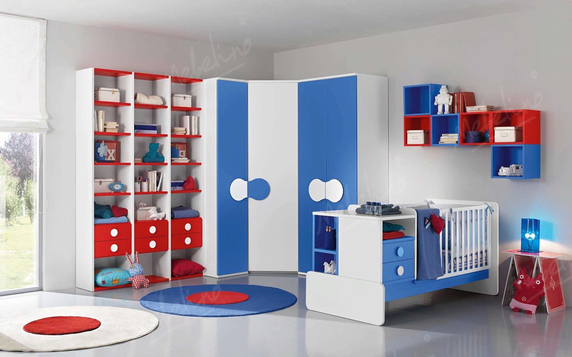 Мебель для детской в сине-бежевых тонах Md221