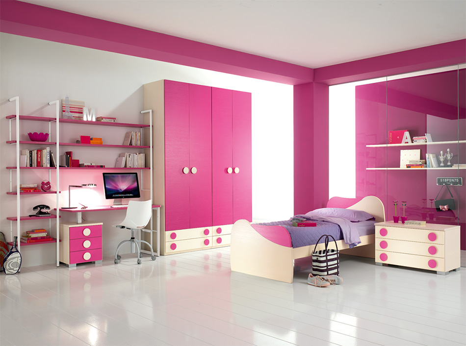 Мебельный гарнитур в розовом цвете для девочки Md278