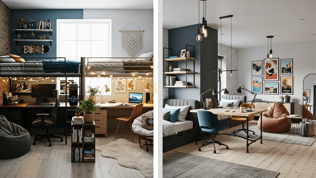 Комната двух подростков разного пола в стиле лофт Комната двух подростков разного пола в стиле лофт