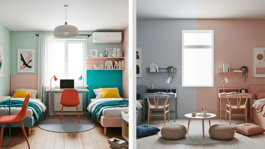 Интерьер комнаты для брата и сестры в минималистическом стиле