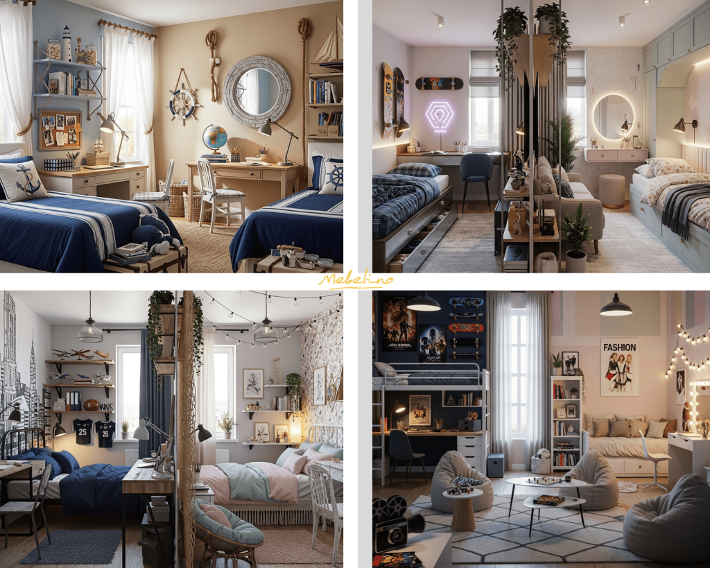 Стильный интерьер комнаты подростков разных полов Стильный интерьер комнаты подростков разных полов