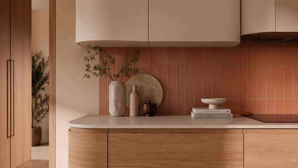 Минималистская кухня в теплых тонах