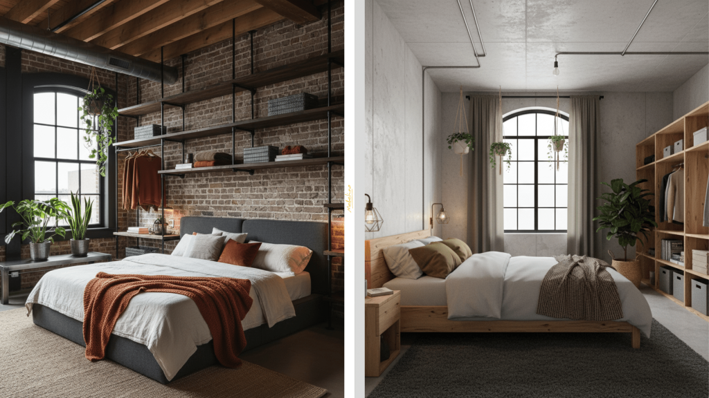 Практичный интерьер спальни лофт