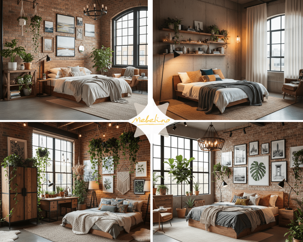 Примеры спален в стиле лофт