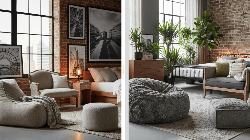 Мягкая мебель в спальне лофт