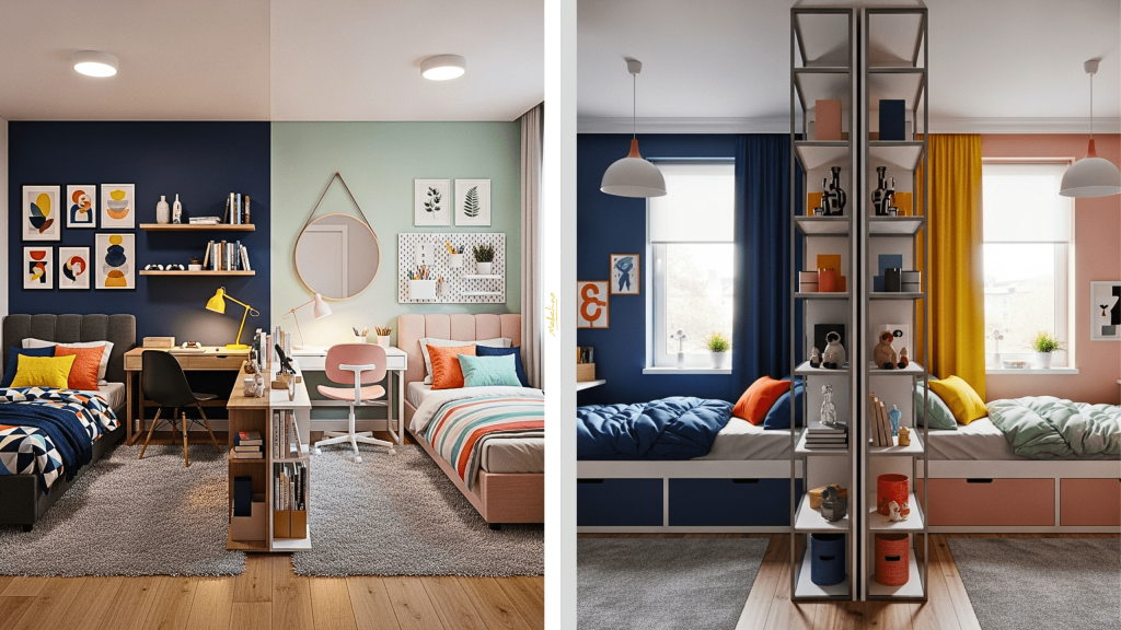 Красивый дизайн комнаты двух подростков разного пола