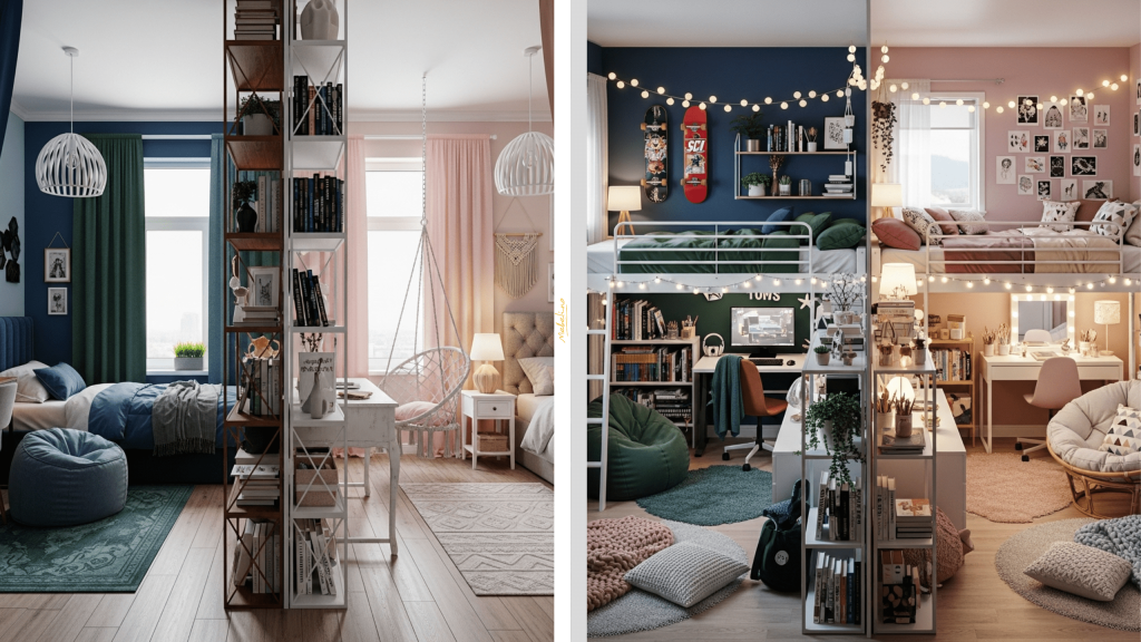 Центральное зонирование в комнате разнополых подростков Центральное зонирование в комнате разнополых подростков