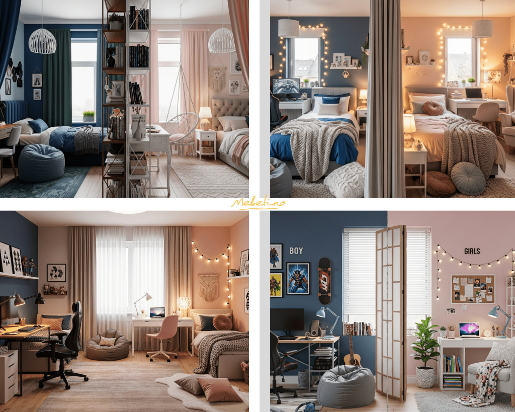 Разные инструменты для зонирования комнаты подростков разных полов Разные инструменты для зонирования комнаты подростков разных полов