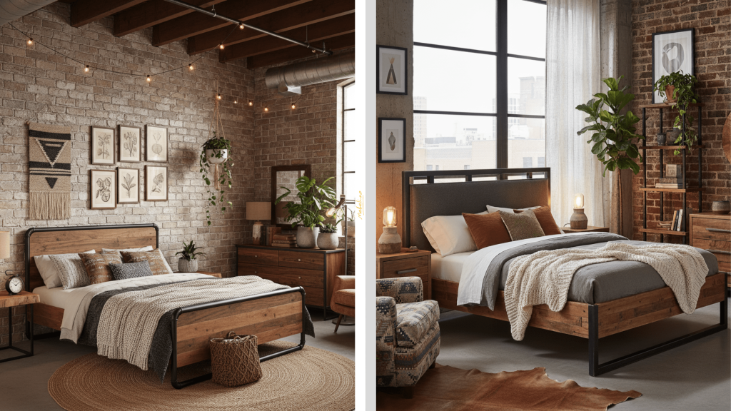 Меблировка спальни лофт