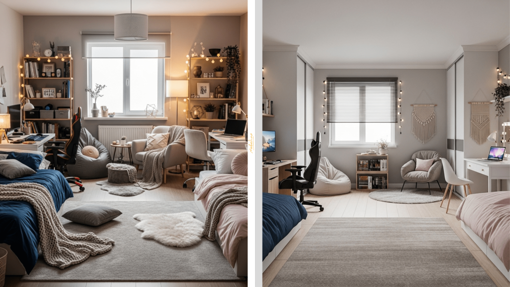 Параллельное зонирование в комнате подростков разных полов Параллельное зонирование в комнате подростков разных полов