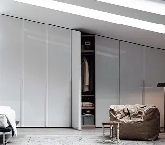 Большой встраиваемый шкаф с глянцевым фасадом, D459