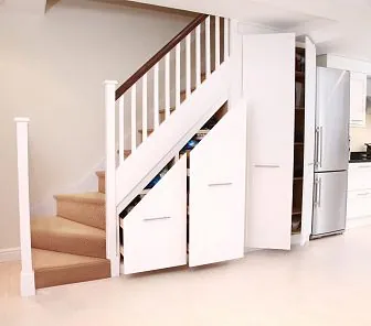 Белый распашной шкаф с ящиками, встраиваемый S129