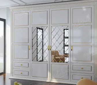 Белый с золотой патиной шкаф RF200