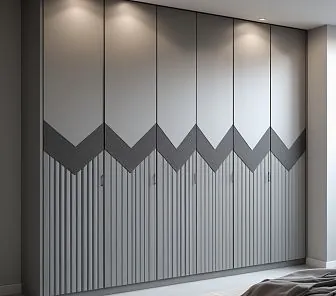 Встроенный шкаф-купе в современном стиле в серо-графитовом цвете