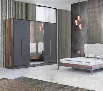 Распашной матовый шкаф с зеркальными дверцами RF233