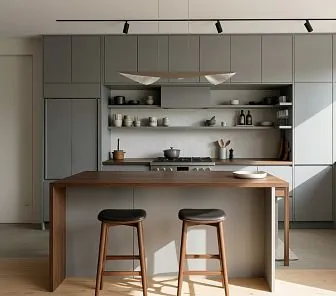 Кухня в стиле постмодернизм с островом