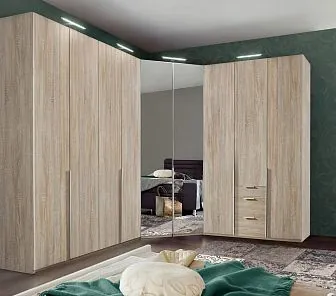 Угловой распашной шкаф с подсветкой RF377