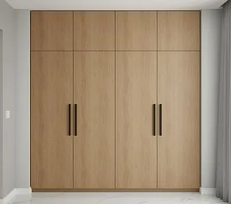 Встроенный шкаф в натуральном дубовом декоре