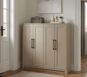 Современный обувной шкаф с матовыми фасадами в цвете тауп