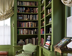Классическая угловая библиотека глубокого зеленого цвета BK228