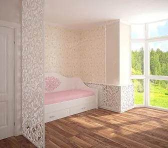 Классическая кровать для девочки со сложным орнаментом Md116