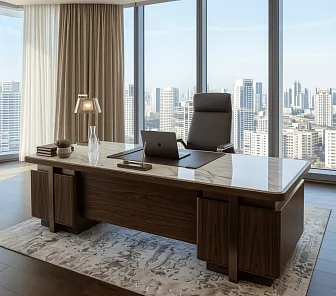 Премиальный стол босс из тёмного дерева