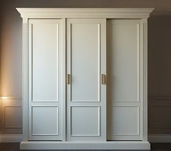 Классический шкаф-купе с тремя глухими дверями и каннелюрами