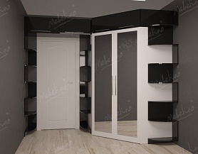 Уникальный черно-белый угловой шкаф, арт CS119