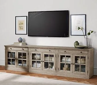 Деревянный комод со стеклянным фасадом для гостиной PC568