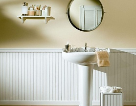 Реечная панель белого цвета для обустройства ванной ST66