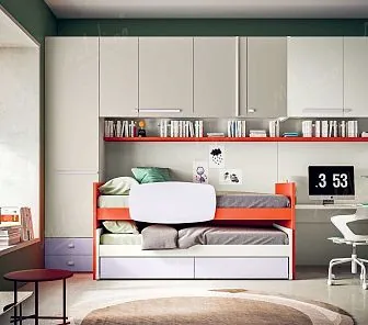 Удобная мебель для комнаты двух детей с выкатной кроватью Md199