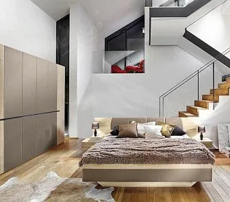 Широкий распашной шкаф в цвет кровати RF67