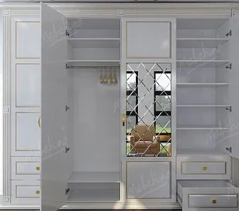 Белый с золотой патиной шкаф RF200