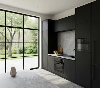 Чёрная кухня в стиле минимализм