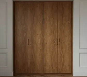 Встроенный шкаф из массива светлого дуба