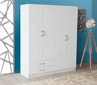 Современный распашной шкаф белого цвета RF221