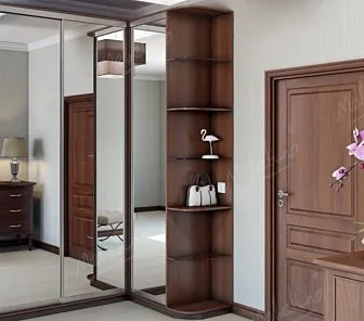 Угловой шкаф с открытым боковым стеллажом и зеркалами LD 60