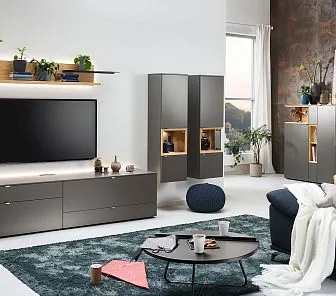 Темная гостиная с подсветкой в современном исполнении G285