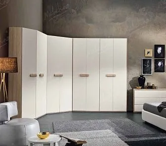 Угловой, белый шкаф из мдф-эмали, арт CS136