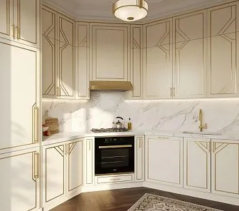 Угловая кухня в стиле ар-деко