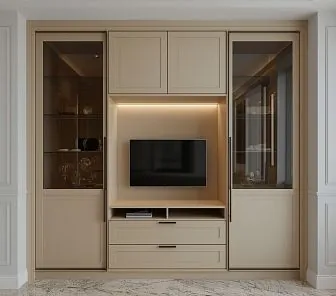 Шкаф-витрина с ТВ-зоной и подсветкой