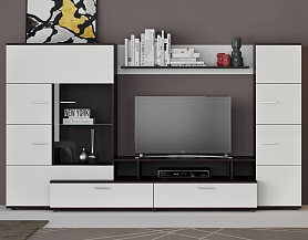 Компактная черно-белая гостиная с нишей для телевизора G256