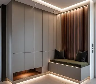 Элегантная встроенная прихожая в минималистичном стиле